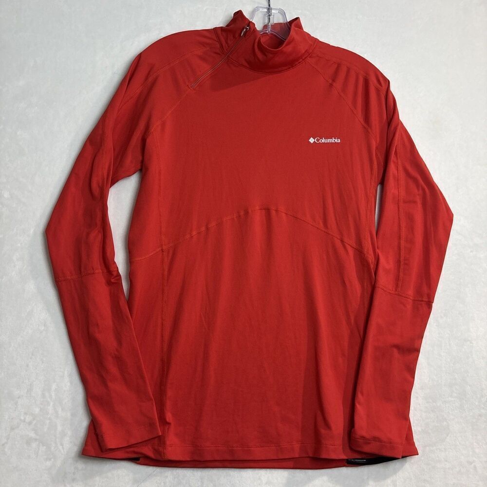 Columbia Women's Long Sleeve Side 1/4 Zip Top Base Layer Orange Size Large